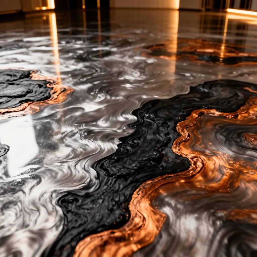 Metallic resin floor
